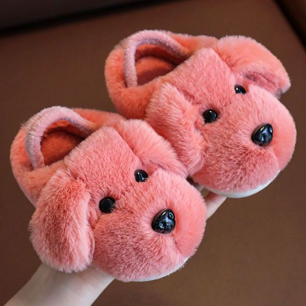 Barns bomullstofflor pojke 1-3 år Söt tecknad flickatofflor Baby bomullsdrag Höst och vinter grey 220(insole19cm )