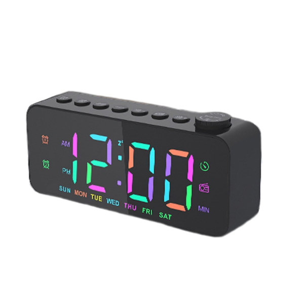 Digitalt vækkeur Radio Spejl Overflade Snooze FM Radio Sleep Timer white