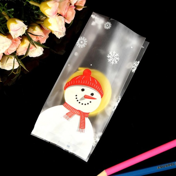 Lumiukko Muoviset Lahjapussit Candy Cookie Leivonta Pakkauspussi snowman 50pcs