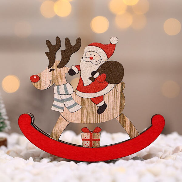 Juldekorativa träglasleksaker Jultomten Älg hemprydnadsdekor Small Snowman 1pc