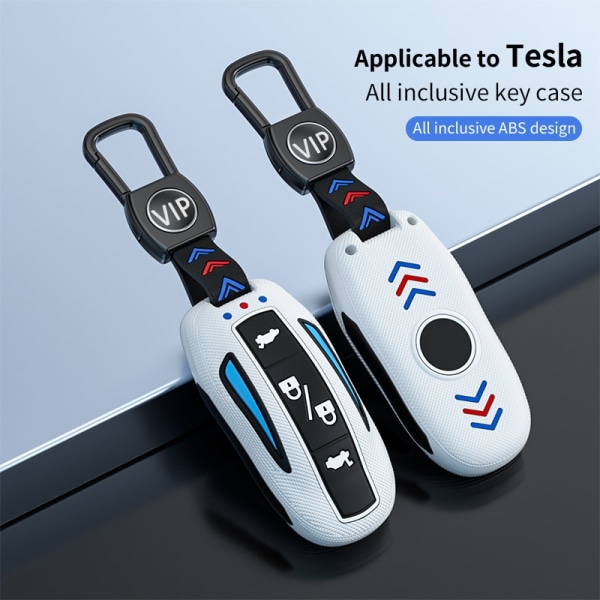 Car Smart Key Case Cover til Tesla Model X 3 Bag Protector Fob Band Shell Holder white