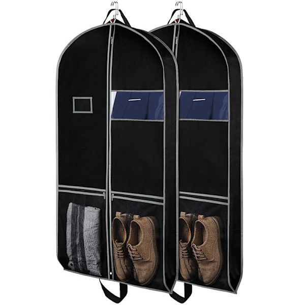 Travel Woven Fabric Mekkolaukku Pukulaukku Vaatelaukku Suuri mesh black 2pcs