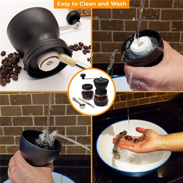 Säädettävä manuaalinen kahvimylly keraamisilla purseilla black 20*9cm