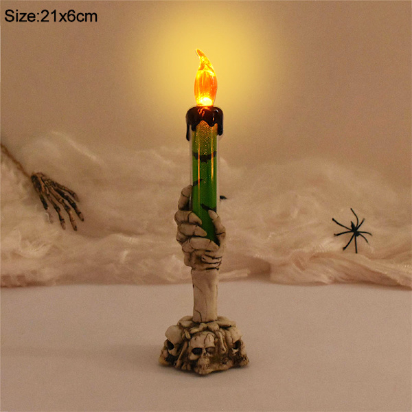 Halloween LED Candle Light Skeleton Ghost Hand green 21*6cm