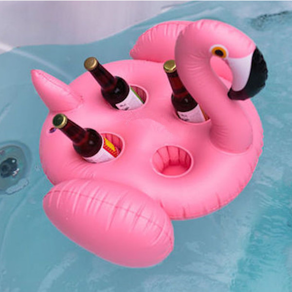 4-reikäinen puhallettava vaaleanpunainen flamingo-juomapidike allaskelluke pink 70*60cm