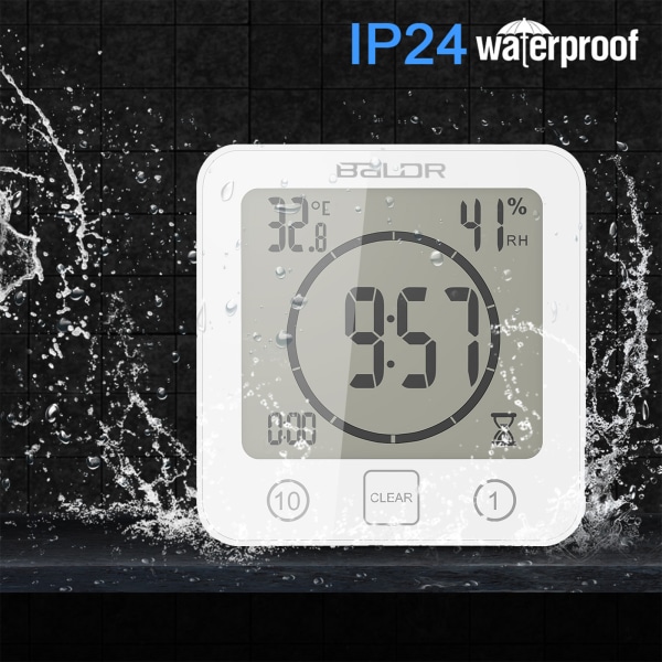 Lcd-skærm Waterdichte Digital Badkamer Wandklok blue 102x35x106mm