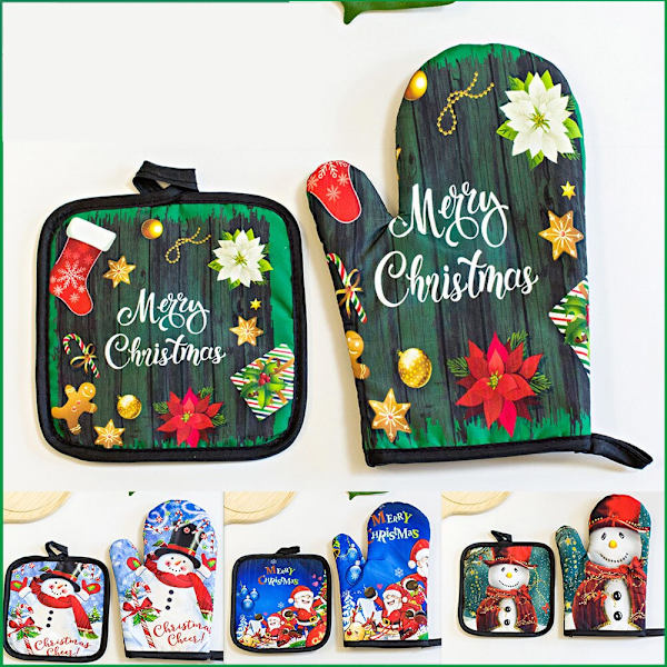 2st/ set Köks Anti-het Handskar Jul Mikrovågsugn Handske red Christmas Mouse
