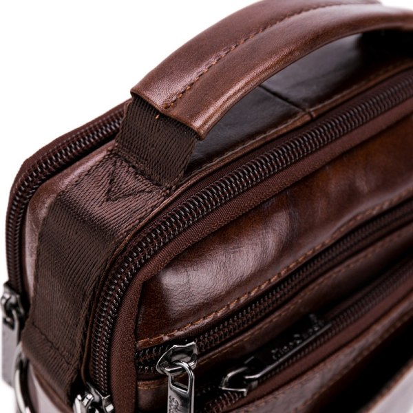 Män Läder Axelväska Messenger Satchel Crossbody Handväska Brown
