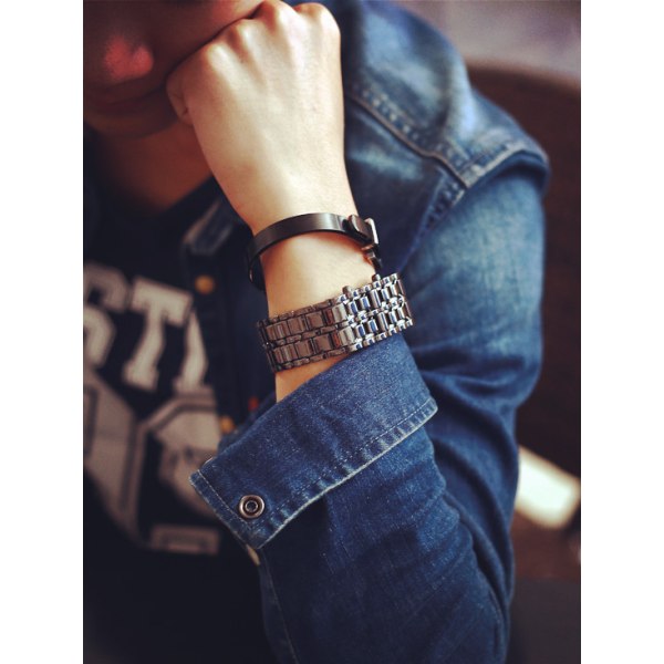 Version LED Lava Armbåndsur Par Version Chain Watch black+blue 12.5*25*210mm