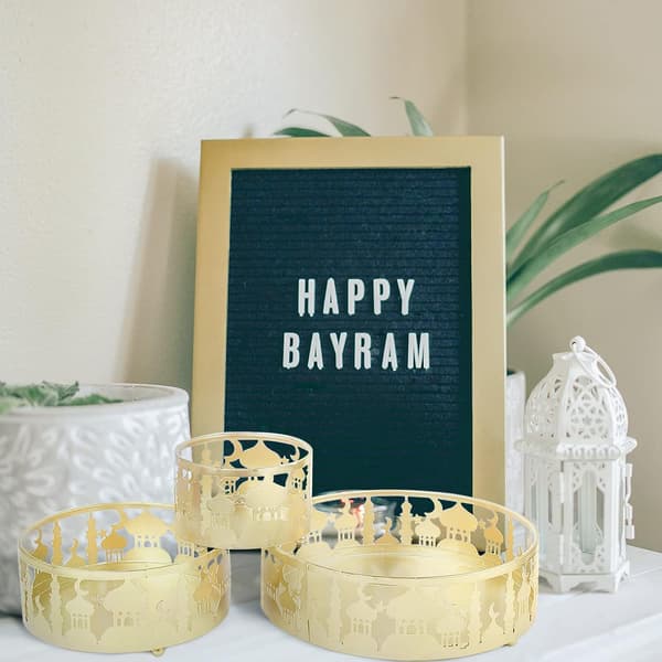 Eid Ramadan Mubarak Brickor Dekoration 3 st
