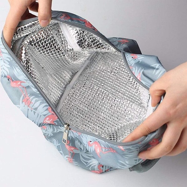 Lunchbox Förvaringsväska Cooler Skol Picknick Handväskor Lunchbox Thermal Bag flamingo