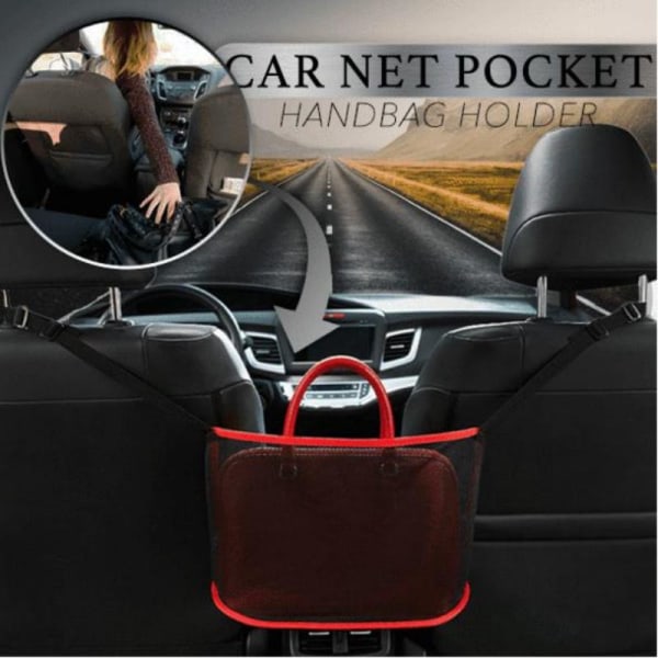 Bil Net Pocket Håndtaske Bil Opbevaring Mellem Sæde Opbevaring pure black 40cm * 11.5cm * 26cm