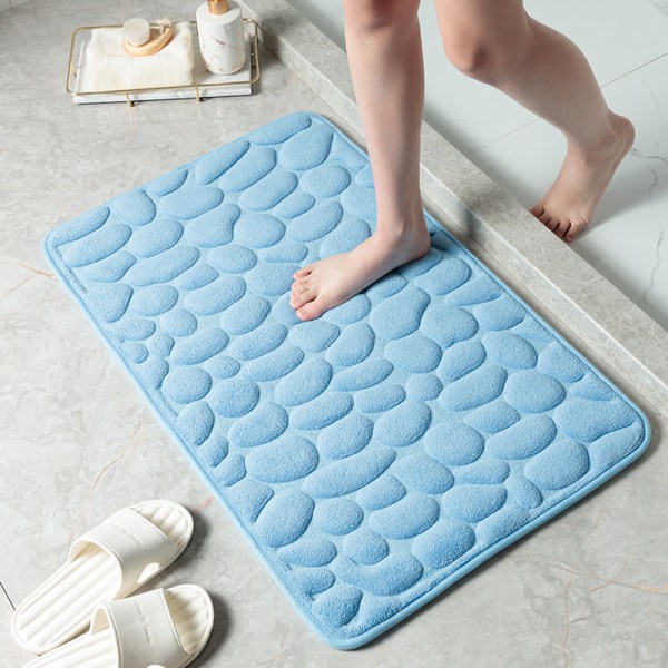 Mukulakivi kohokuvioitu kylpymatto Liukumaton kylpyhuonematot Ovimatto Memory Foam Pad light blue 50x80cm