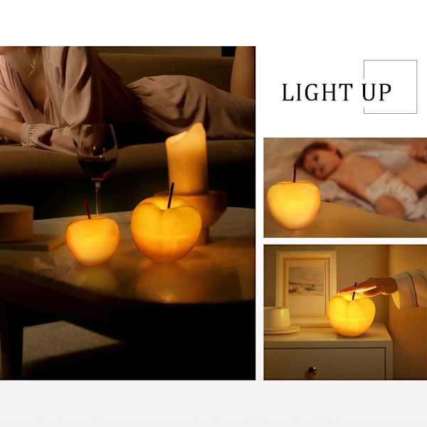 LED gennemskinnelig keramisk æble natlys white 9.5*9.5*8cm