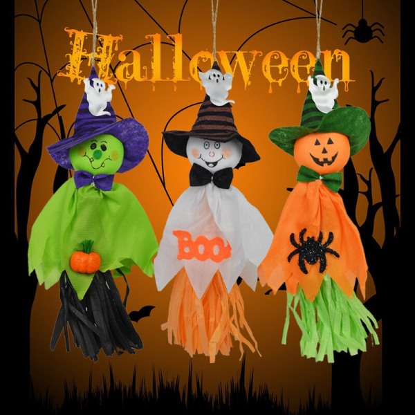 Halloween Halmspökhänge Glad Helloween Party Decor orange 3pcs