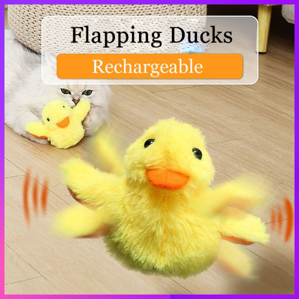 Flapping Duck Interactive Electric Bird Vaskbar Cat Plys Legetøj yellow 160*130*115mm