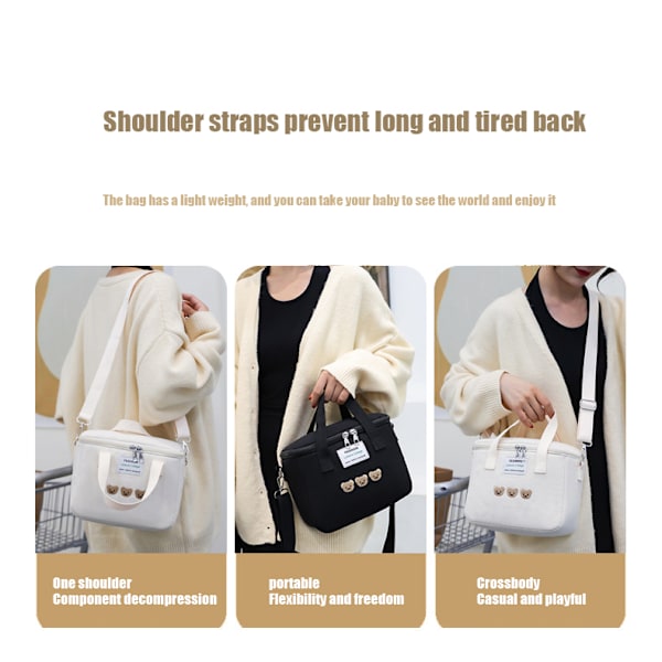 Söt Bear Baby One Shoulder Mode Mamma Ryggsäck white 24*13*19cm