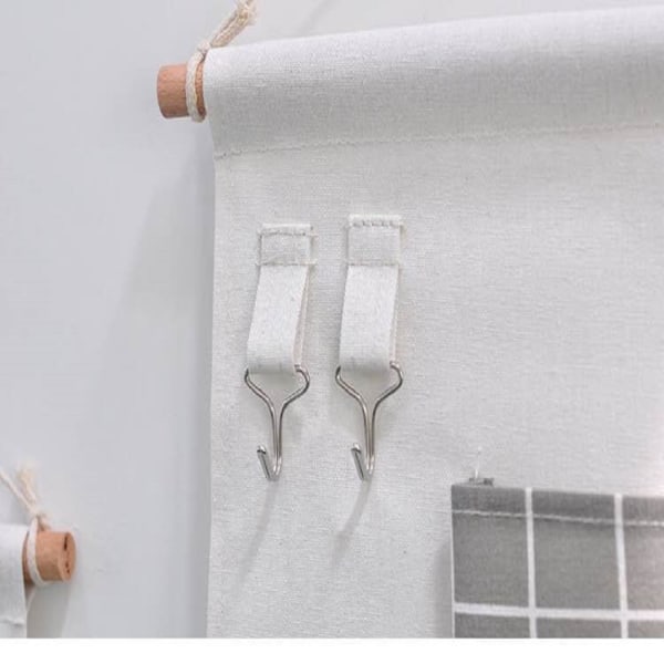 5 lommer bomuld linned stof væg dør hængende taske gray