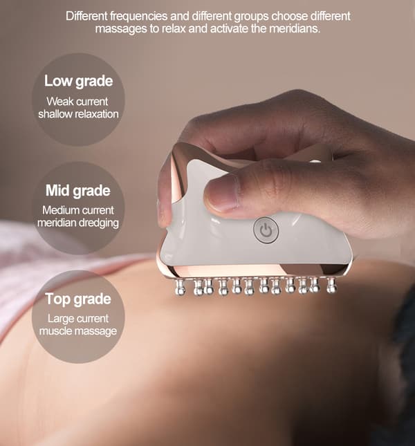 Microcurrent Guasha Anti-wrinkle Beauty Relaxation Massager silver+white 98*78*32mm