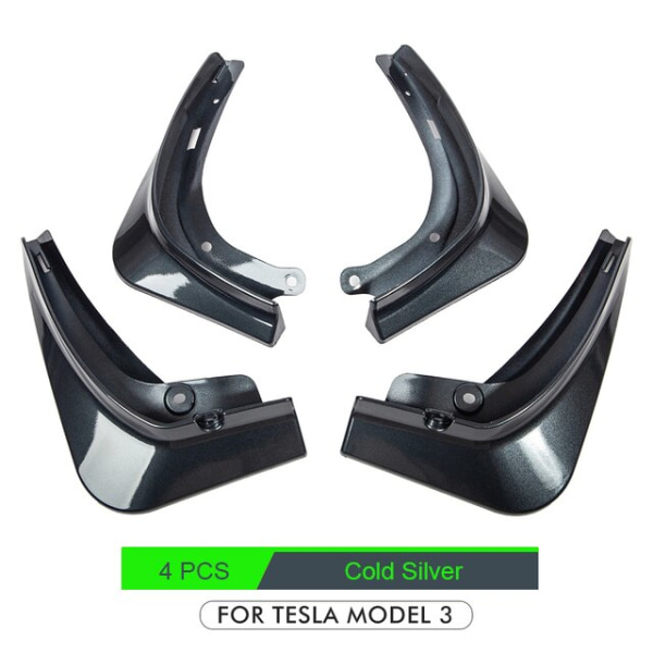 4 STK Stænkklapper til Tesla Model 3 Forreste Stænkskærme Fender Kit Grey Model 3
