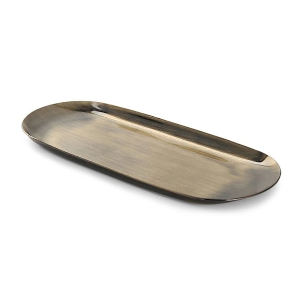 Oval bricka Flerfärgad rostfritt stål Serveringsbricka i metall för mat Aromaterapi Ljusverktyg Badrum Köksjuvel brushed green bronze