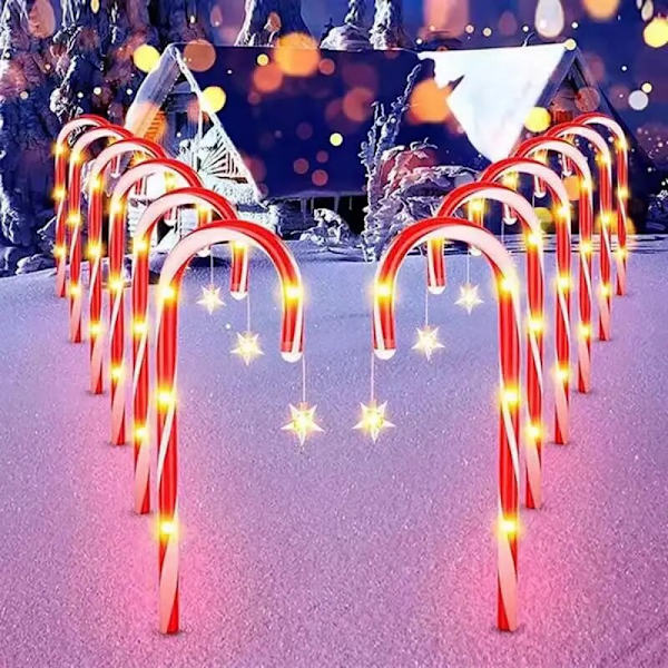Udendørs julepynt Solar Candy Cane Lights Vandtæt Led Light C-5PCS