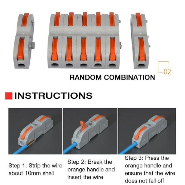 Universal Kabel Wire Fast Wire-to-Wire konnektor gray+orange 2pcs