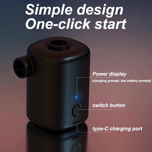 Mini elektrisk luftpump uppblåsbar simring black