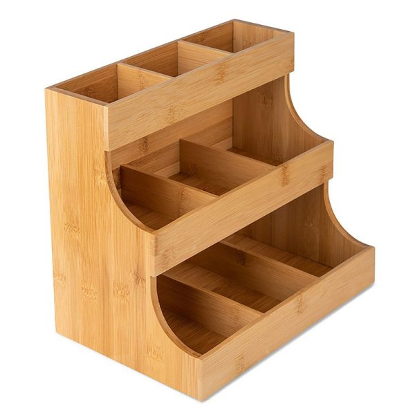 Kaffe Tepose Organizer Opbevaring 3 Lags Holder Opbevaringsstativ Tepose Display Box Træ Te Box 1pc