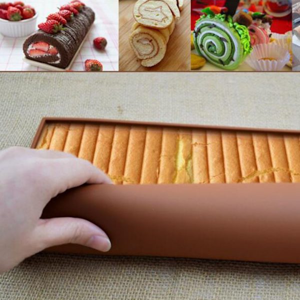 Silikon Bakmatta Cake Roll Pad Macaron Swiss Roll Ugnsmatta red 31.5*26.5*1cm