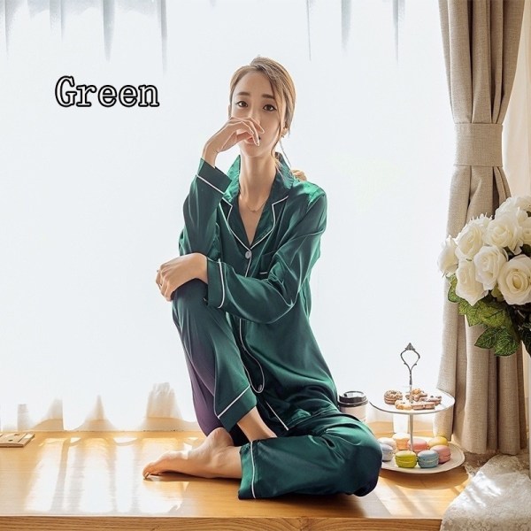 Plus size cardigan långärmad enfärgad hempyjamas green L