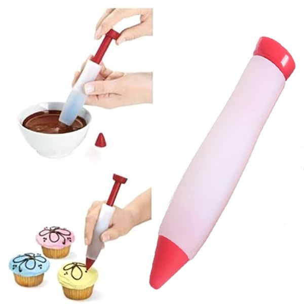 Silikone skrivepen Chokolade dekorationsværktøj Kageform red+white 2pcs