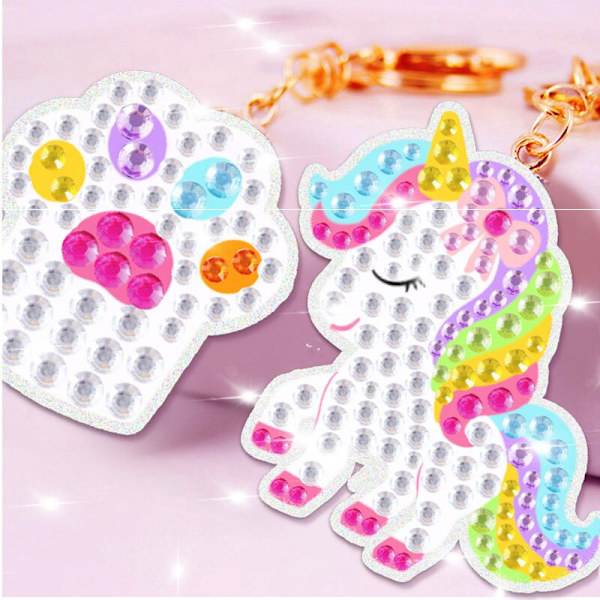 Cartoon Rainbow Unicorn 5D Gem ryggsäckshänge dekorera unicorn 15pcs