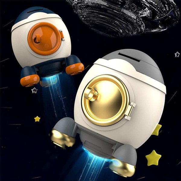 Rocket Astronaut Bank med nøgleafbryder Møntpengeboks med stor kapacitet red