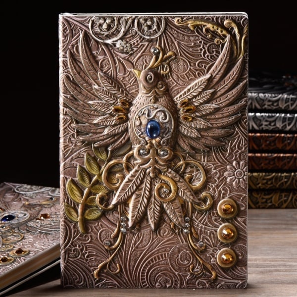 A5 3D-präglat läderutskrift Präglat Phoenix Diary Notebook Multicolor