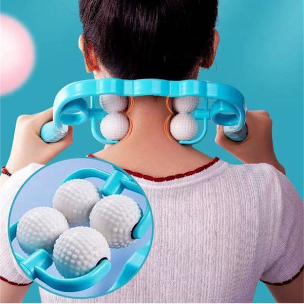 Massageapparat med fyra bollar i nacken blue