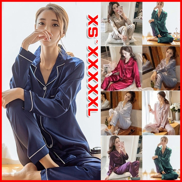 Plus size cardigan långärmad enfärgad hempyjamas blue 1XS