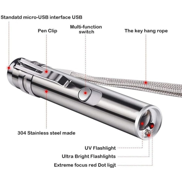 Galaxy LED-pointer til katte og hunde - LED-lyslegetøj til kæledyr med USB-kabel