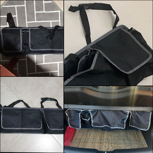 Oxford Cloth Auto Säte Ryggficka Baksäte Förvaringsväska black 90*12*25cm