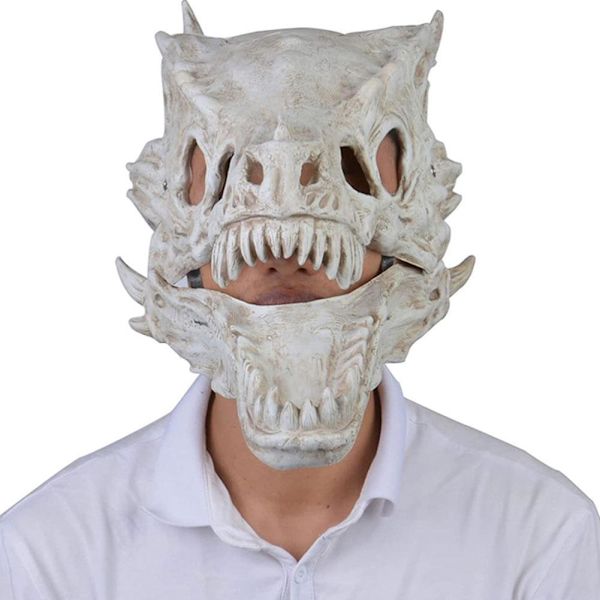 Dragemaske Movable Jaw Dino Mask Moving Dinosaur Decor Mask white 45*22*22㎝