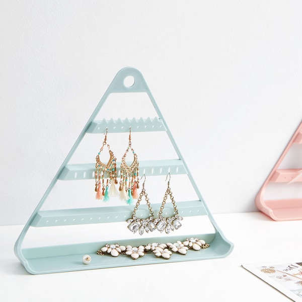 Hängbar triangel smink smycken halsband förvaringsbox pink 28.8 * 25.3 * 5.3cm