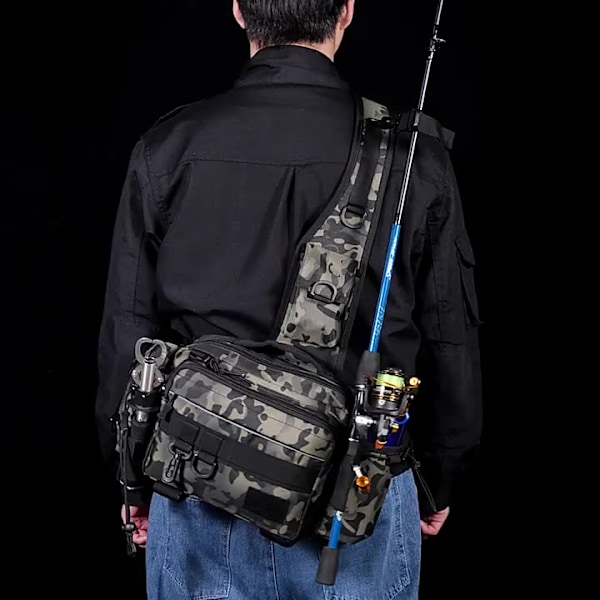 Multifunktionell lutande axelväska för fiske Scorpio Camo