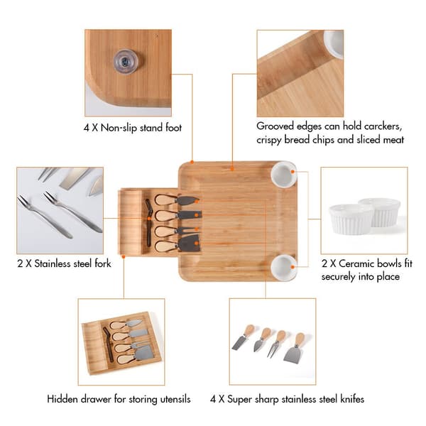 Ostbräda 4 blad Set Verktyg Kökstillbehör med bricka 1pc