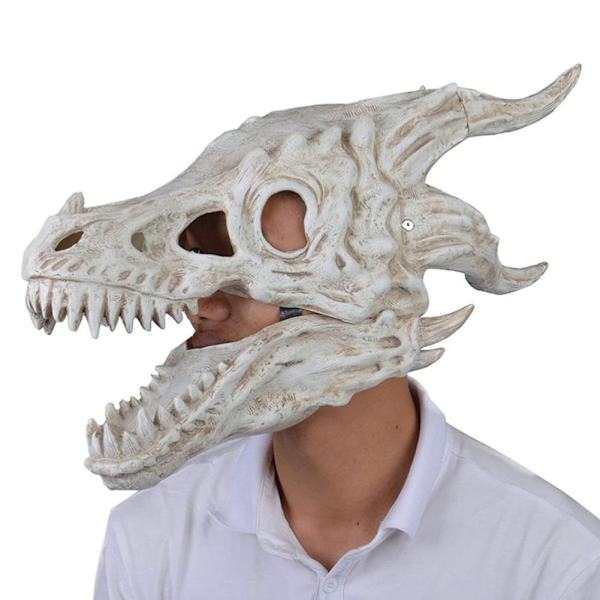 Dragemaske Movable Jaw Dino Mask Moving Dinosaur Decor Mask white 45*22*22㎝