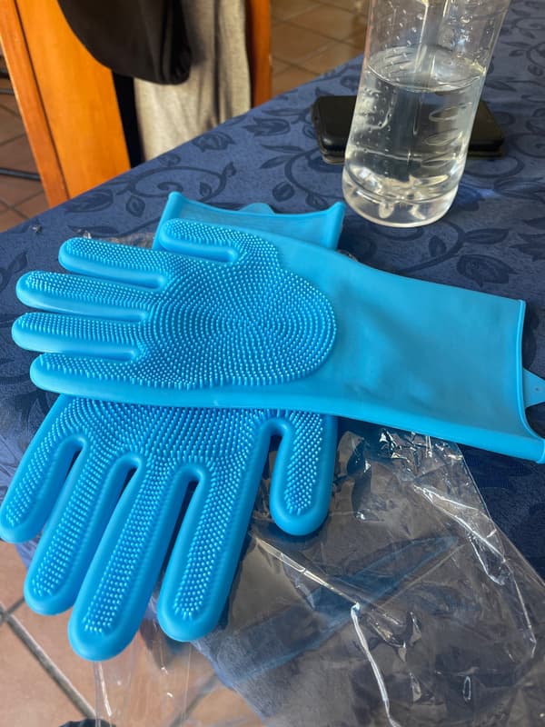 Tvätta disken rena handskar silikon kök blue