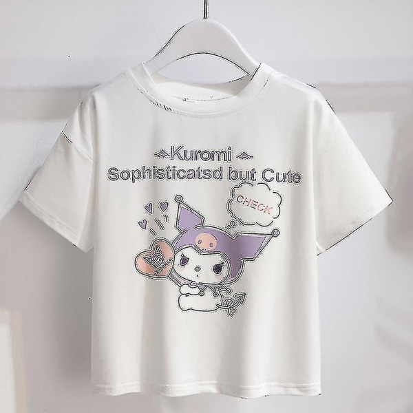 Sanrios Cartoon Kawaii Girls Vit T-paita kostym Kuromi Söt sommar Kortärmad College Jk Univor Kjol Barn Fashionabla kjol Kuromi1 150cm
