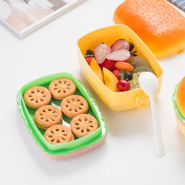 Hampurilainen Double Tier Lunch Box Burger Box Bento Lunchbox circular 14.7*9.7cm