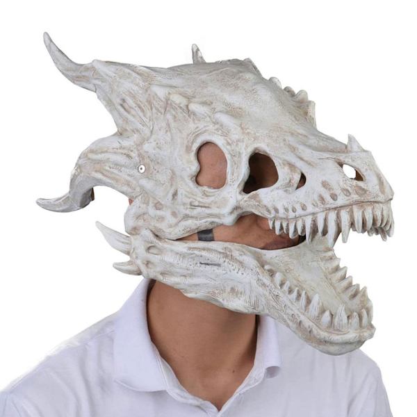 Dragemaske Movable Jaw Dino Mask Moving Dinosaur Decor Mask white 45*22*22㎝