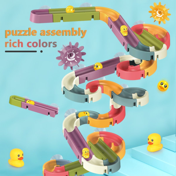 Babybadelegetøj DIY Marble Race Run Samling Track Badeværelse colorful 66pcs