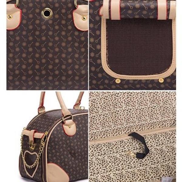 PU læder hundebærere Luksus hvalpe Tote Bag Håndtaske gray small